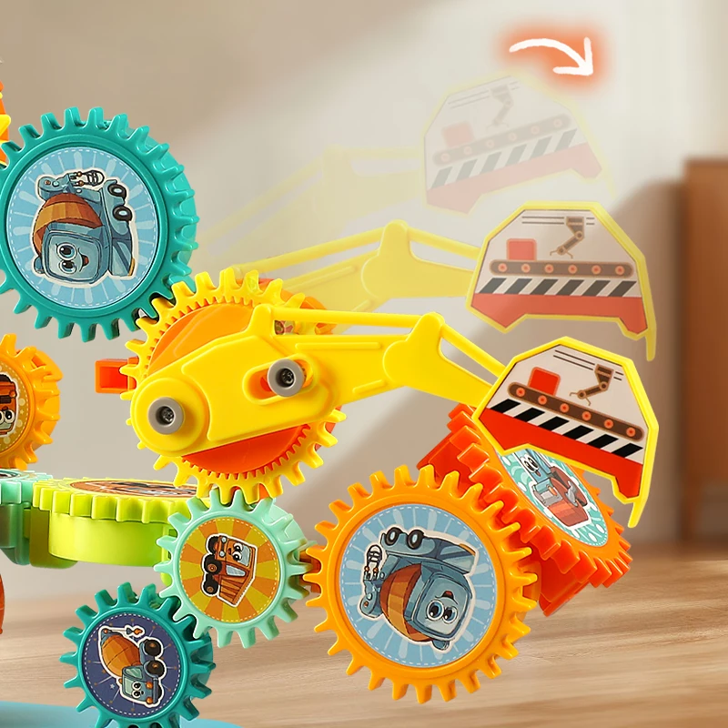 Creative Electric Gears Set Building Blocks DIY 3D Rotate Assembly Model Plastic Bricks Educational Toys For Children Gifts