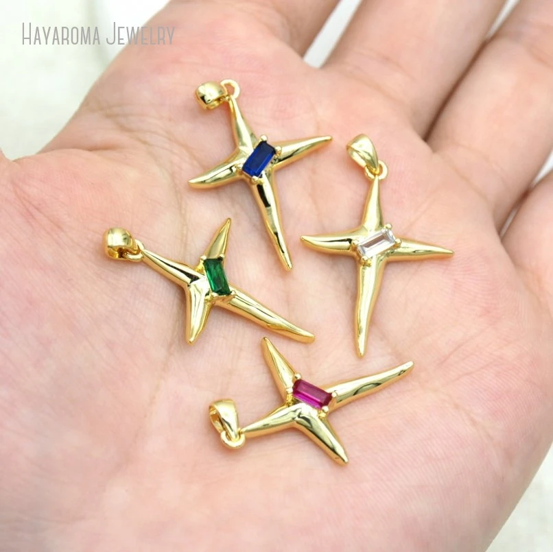 

10Pcs Invisible Setting Jesus Jewelry Wholesale Gold Color Copper Metal Cubic Zirconia Christian Pendant