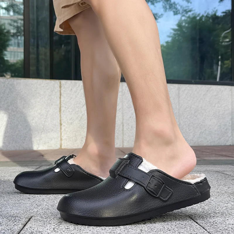 

MAEDEF Indoor Outdoor Slippers for Men Winter Warm Non-Slip House Shoes Anti-Skid Comfortable with Thermal Fuzzy Lining Shoes