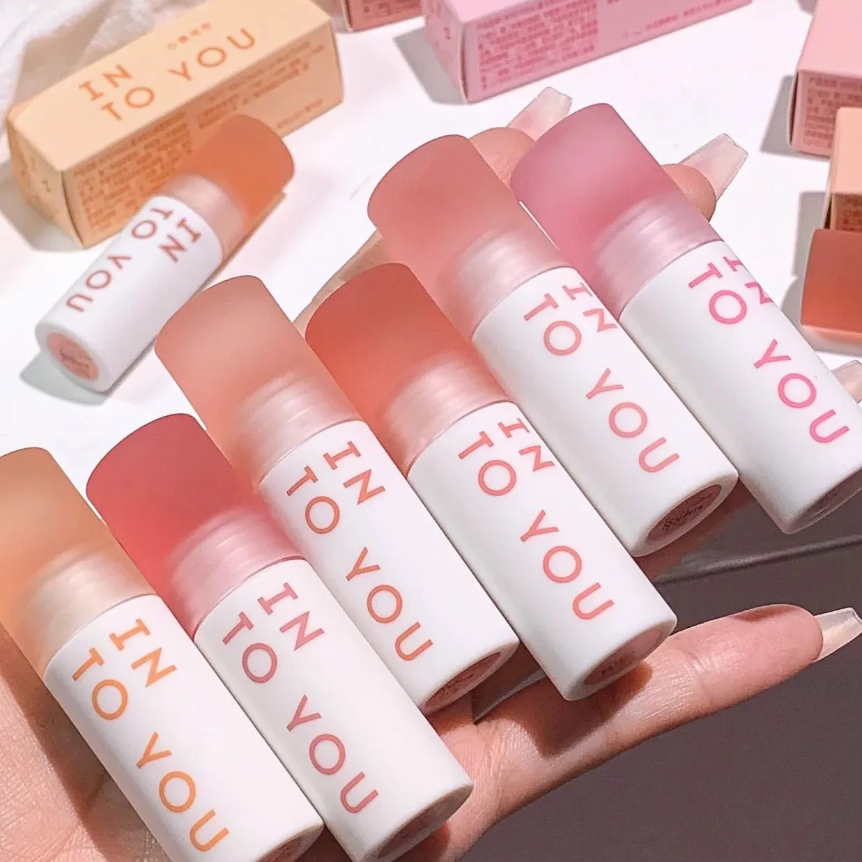 INTO YOU Lip Gloss Velvet Lipstick Lip Glaze Matte Waterproof Long Lasting Red Lip Tint Women Makeup Original Genuine Beauty