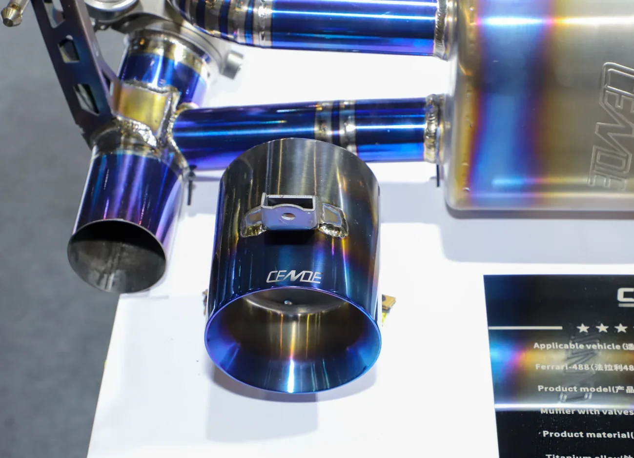 Performance Titanium  Valvetronic muffler pipe tips for Ferrari F488 exhaust