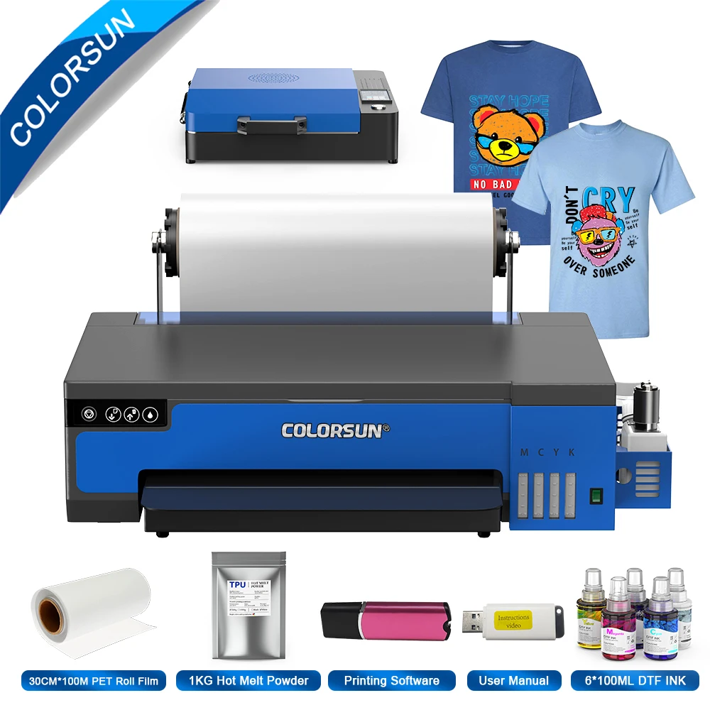 Colorsun A3 dtf printer For XP600 impresora a3 dtf Printing machine Tansfer to FIim DTF Printer For T-Shirt Hoodies Shoes