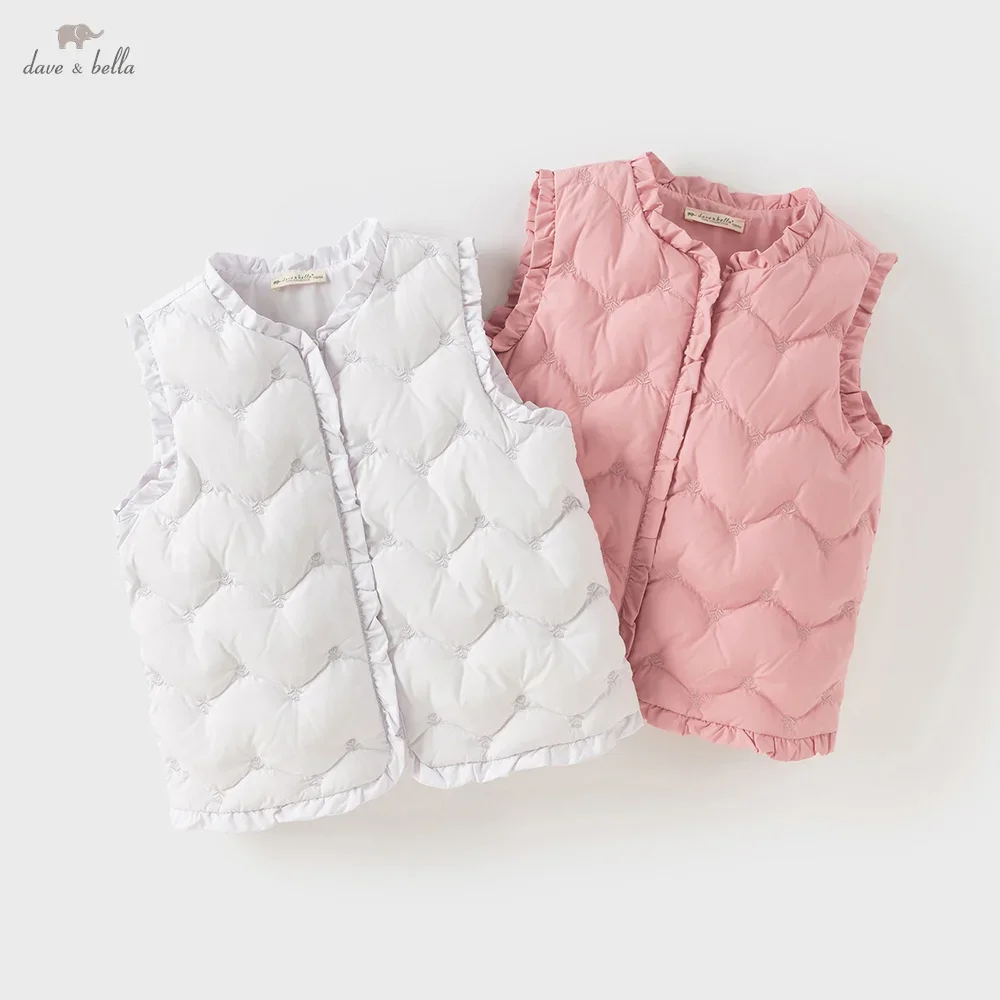 Dave Bella Children Girls Baby Warm Vest Winter Fashion Casual kids White Duck Down Clothes Coat Padding Outerwear DB4254124