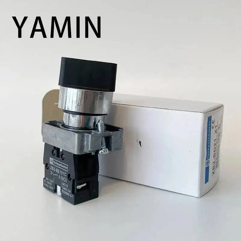 2pcs Rotary Switch Knob 22mm 2 Position Self-locking Latching Switch 1NO Maintained Select Selector XB2-BD21C XB2-BD21 BD41C