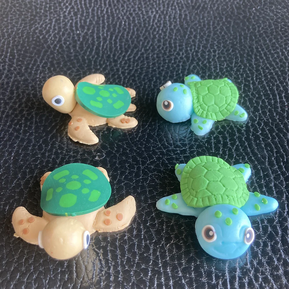 4pcs/Set Turtle Figurines for Cake Decorations Ocean Animal Landscape Cake Toppers Home Garden Terrarium Birthday Party Decor