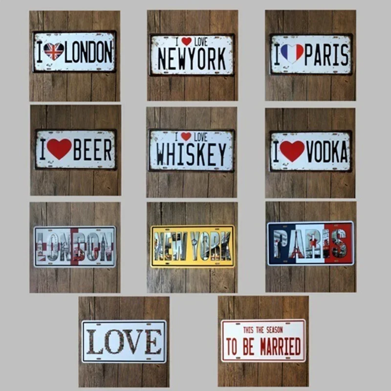 Retro Vintage New York Tin Signs for Bar Coffee Home Decor License Plates Matel Sign Plaque 15x30CM