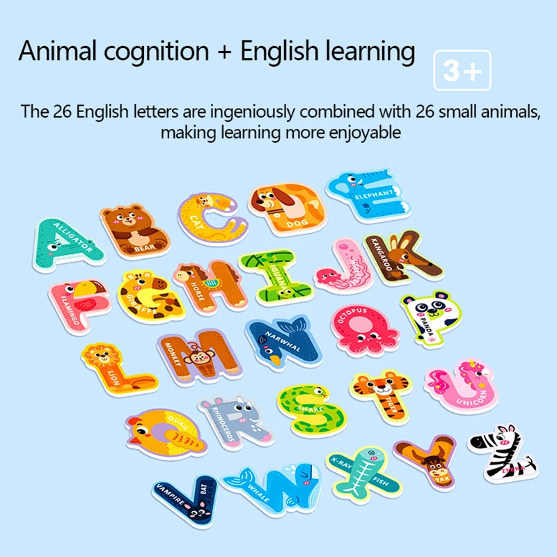 대형 자석 해양 동물 알파벳 장난감 대문자 ABC 인지 냉장고 자석 귀여운 어린이 교육용 냉장고