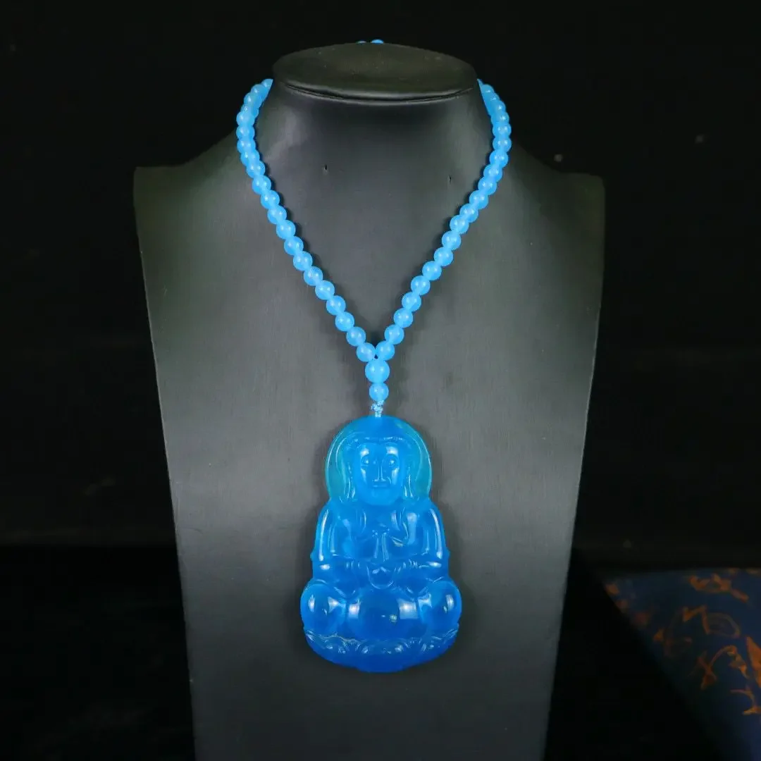 

Perfect High Ice Seiko engraved Guanyin jadeite exquisite jewelry, free chain and free box.