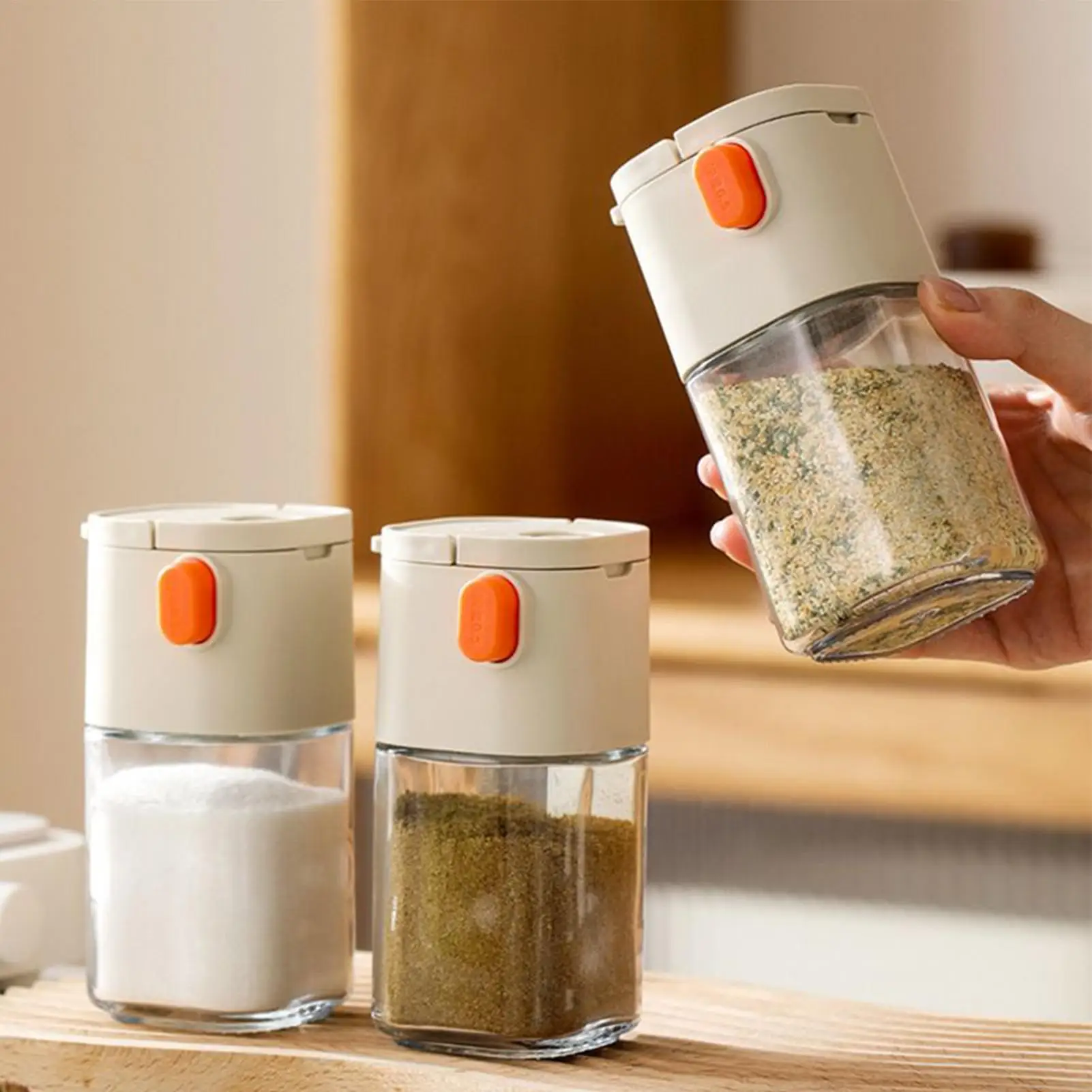 

Банка для приправ, количественный точный контейнер, дозатор соли с двойной насадкой для экстракта перца, ванили, сахара, порошка, кухня