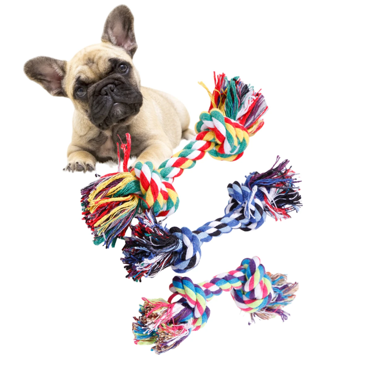 1pc/3pcs Pet Dog Toy Molar Bite-resistant Cotton Rope Knot for Small Dog Puppy Relieving Stuffy Cleaning Teeth Dog Pet Chew Toys