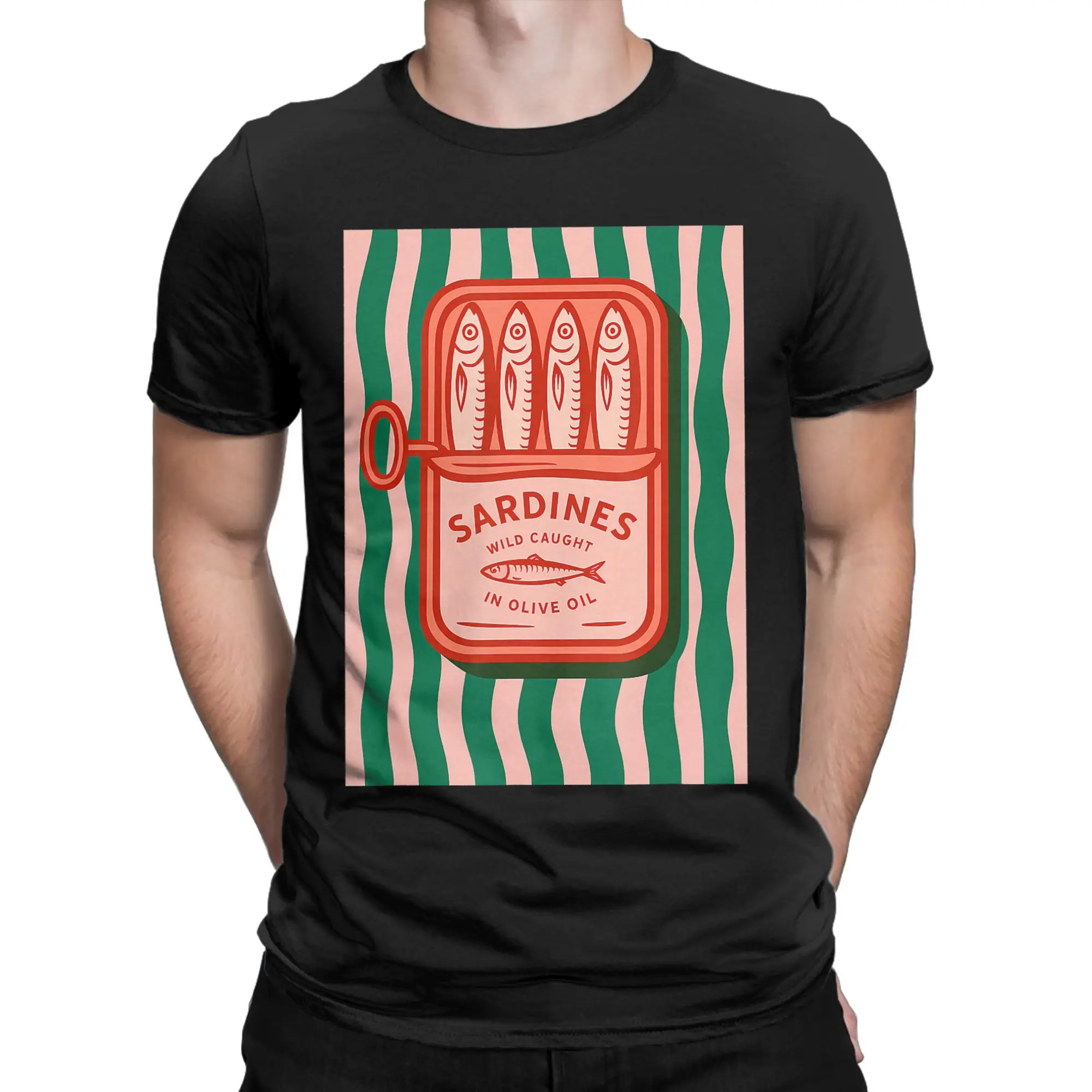 Men Sardines Tinned Fish Retro Graphic Summer T-Shirts Clothes Summer Streetwear Short Sleeve T Shirt O-Neck Tee Shirt Plus Size