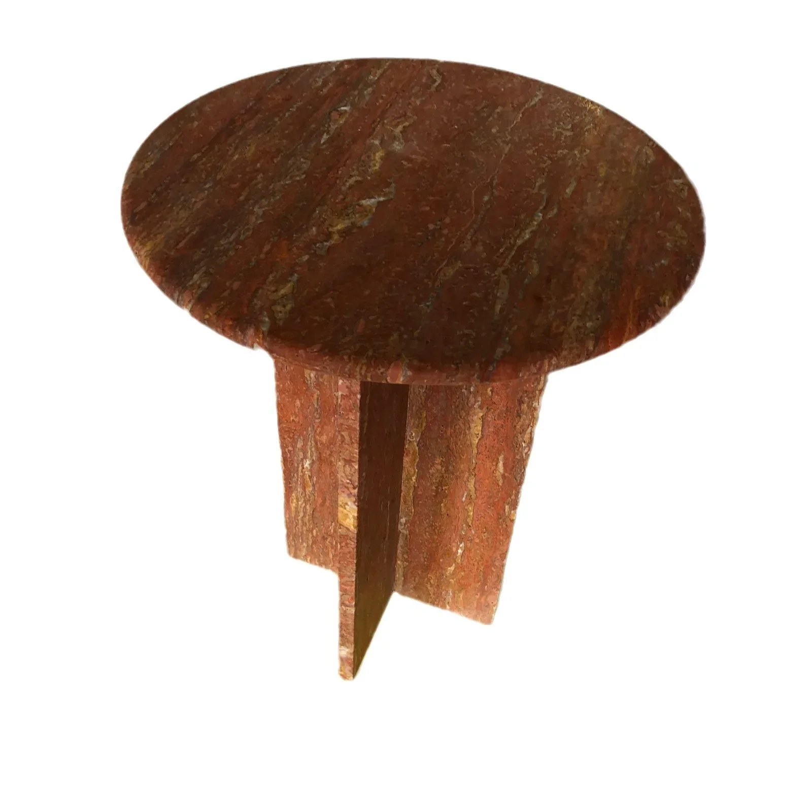 

Round, bedroom bedside table, living room, natural travertine edge, small apartment modern and simple