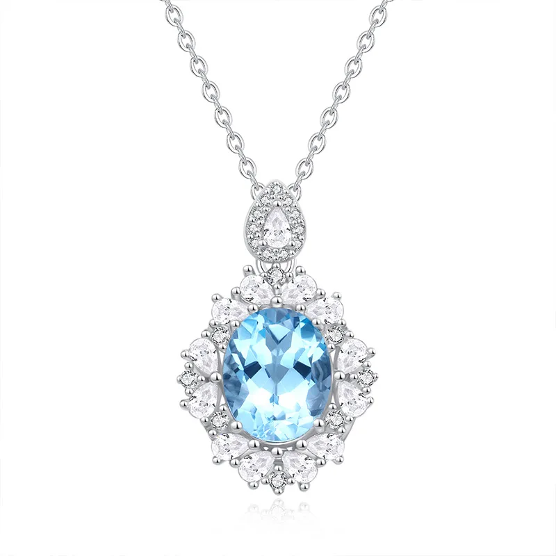 

925 Sterling Silver Gorgous Fine Elegant Necklace Pendant for Women Topaz Citrine Garnet Amethyst Peridot Jewlery Gift for Girl