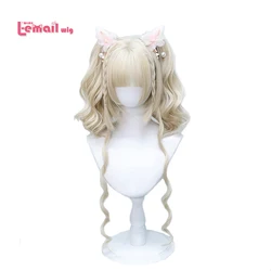 L-email wig Synthetic Hair Blonde Lolita Wigs With Bangs Wavy 35cm Wig Kawaii Heat Resistant Dark Brown With Ponytail Wigs