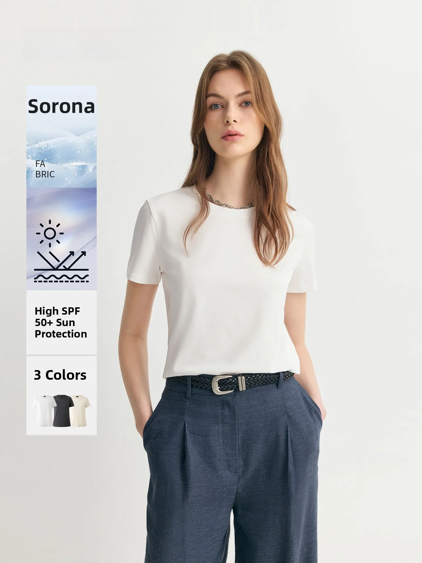 

PRICH Women's round Neck Short Sleeve T-Shirt UPF50 Sun Protection Simple Design Cotton Blend Summer New Style Commute Friendly