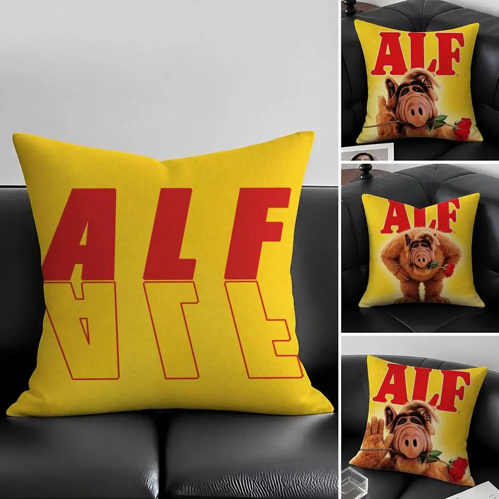 Drama T-TV S-Series A-Alf Cushion Cover Natural Linen Pillowcase Set, All-in-One Decor for Sofa, Bedroom & Chair