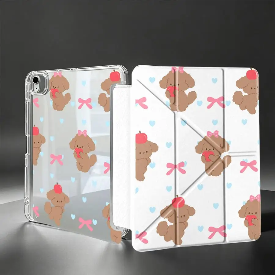 Cute Teddy Dog Print Tablet Case For Samsung Galaxy Tab S8 S10 Lite S9 Plus S7 FE A11 A8 A9 Plus With Pen Slot Cover