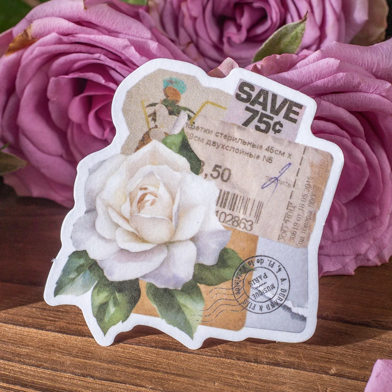 40 pcs Vintage Rose theme Stickers pakc Decorative Diary Album Adhesive Diy Hand Account junk journal supplies Sticker