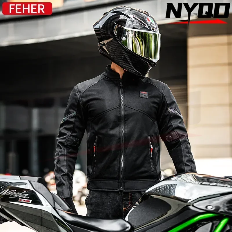 FEHER motorcycle riding suit summer motorcycle mesh breathable motorcycle jacket men's women's racing suit anti fall jacket 7XL