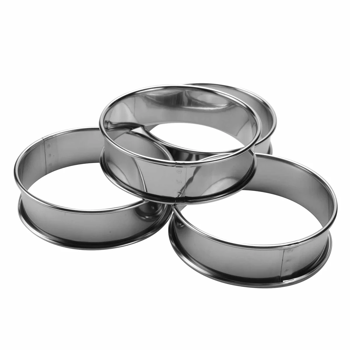 Double Rolled Tart Rings, English Muffin Rings Professional Crumpet Rings Set of 4