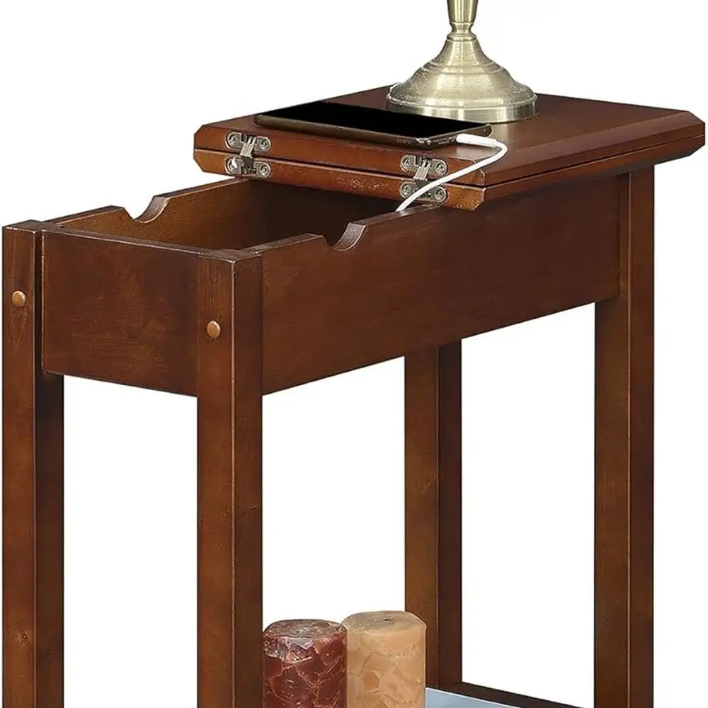 طاولة نهاية شحن الإسبريسو مع سطح قابل للطي ورف، طراز التراث الأمريكي