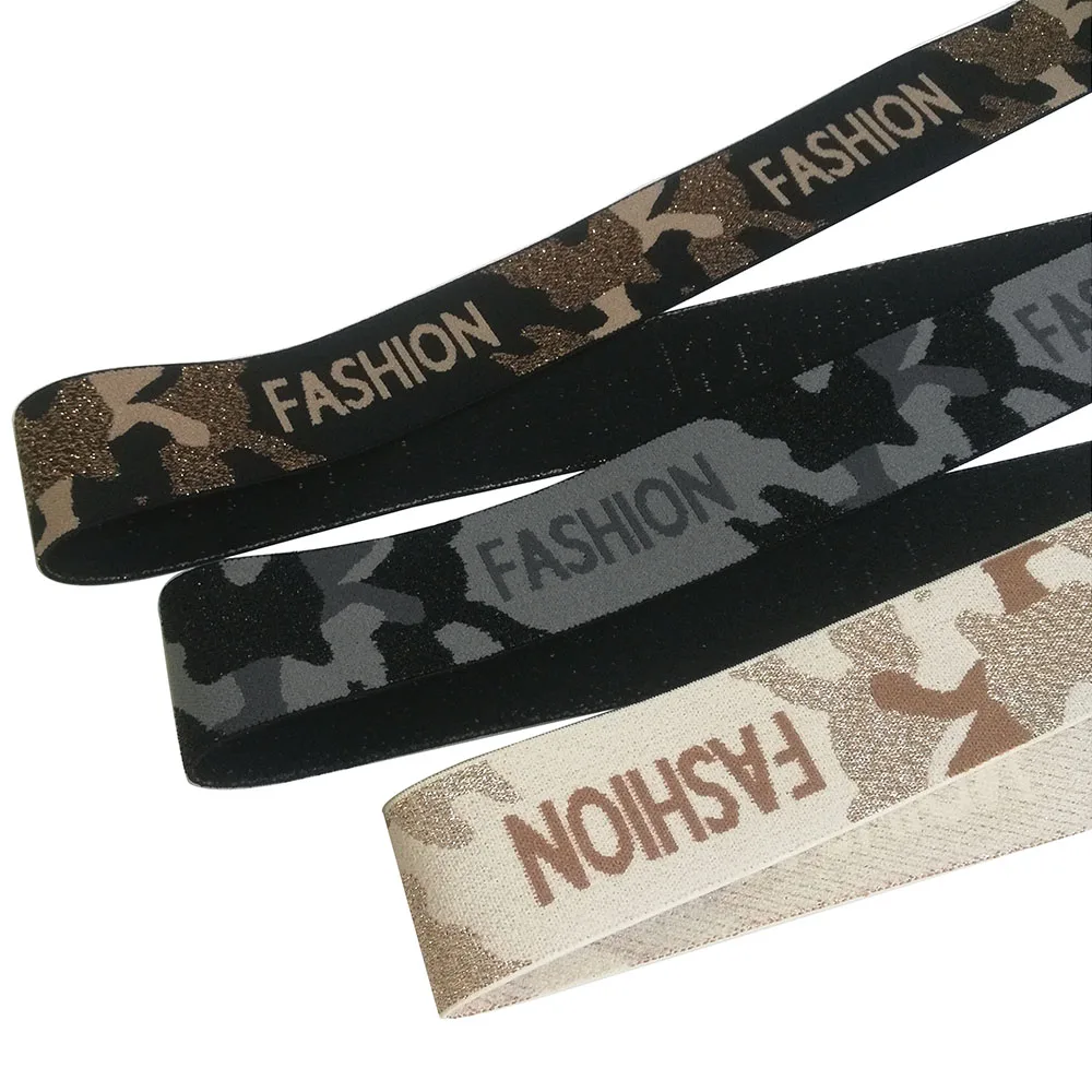 Fashion Camouflage Shiny Jacquard Elastic Band Clothing Bags Trousers Elastic Webbing 4CM DIY Sewing Accessories Rubber Webbing