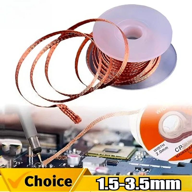 Desoldering Braid Tape Copper Solder Wire Soldering Wick Tin Solder Removal Braid Welding Wire Repair Tools 1.5/2.0/3/3.5mm