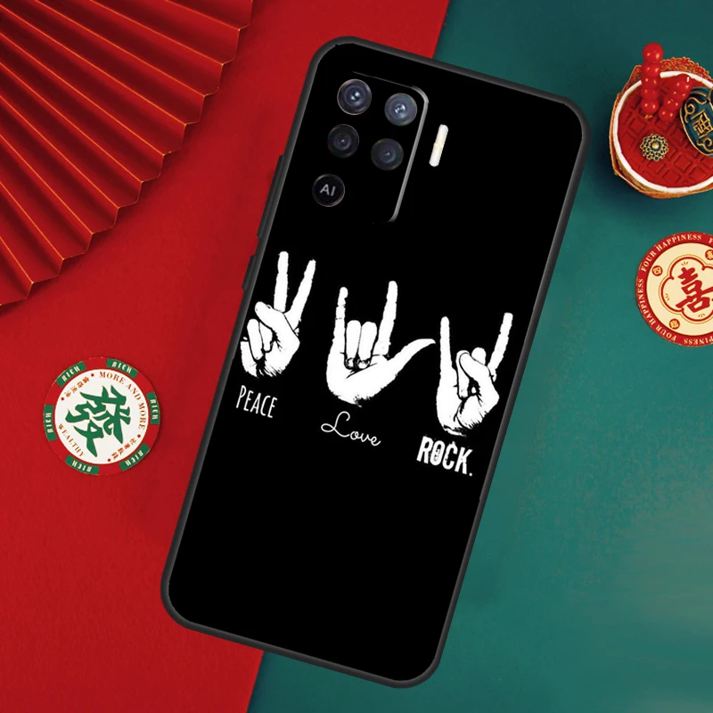Rock Roll Skull For OPPO A57S A54S A53S A58 A78 A98 A16 A76 A96 A54 A74 A94 A5 A9 A52 A72 A15 A17 A77 Case