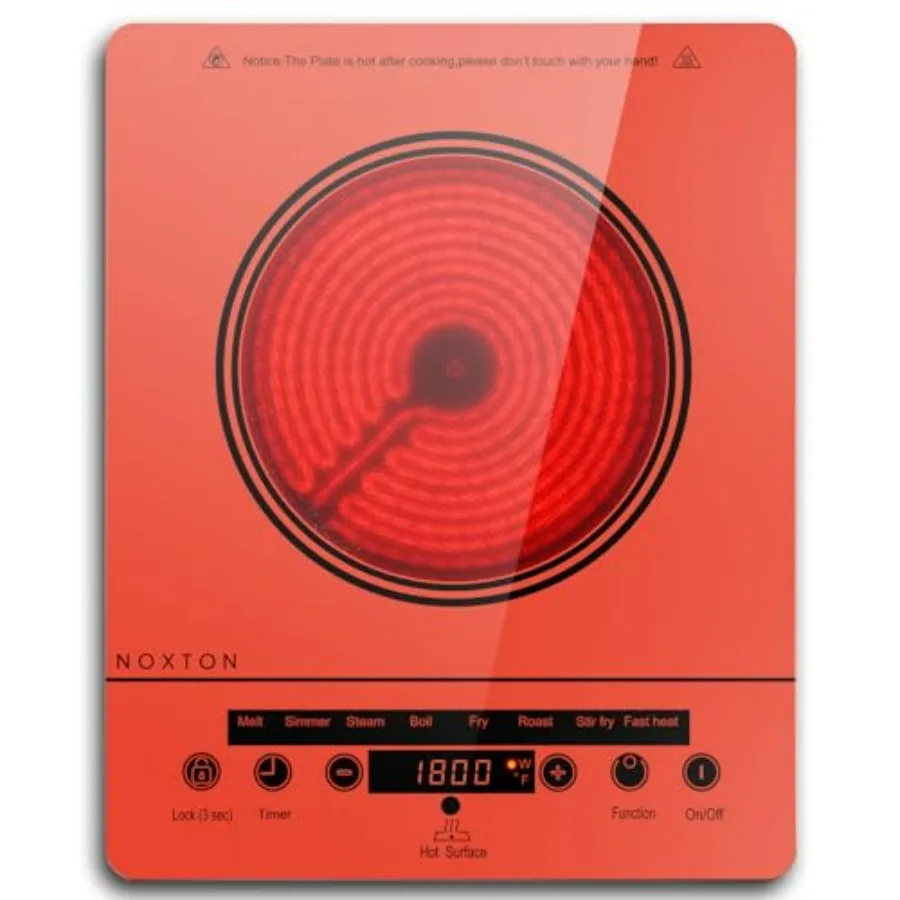 

Portable Electric Stove 110V 1800W Single Burner Cooktop with 4 Hour Timer 9 Power Levels Child Safety Lock Compatible with All
