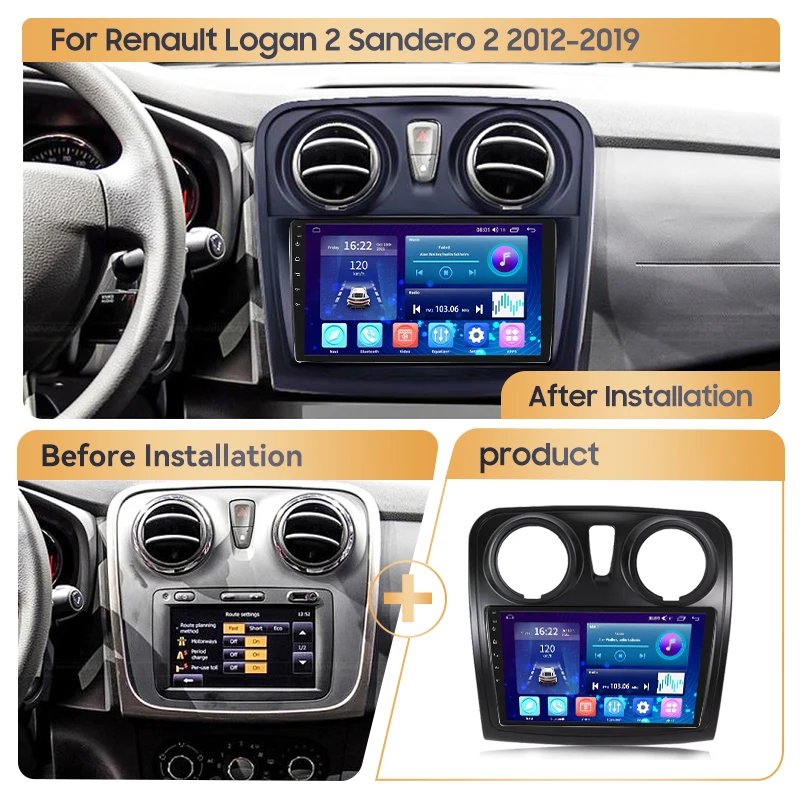 MAMSM Car Radio for Renault Logan 2 2012-2019 Sandero 2 2014-2019 9 Inch Android Multimedia Video Audio Player Carplay Stereo