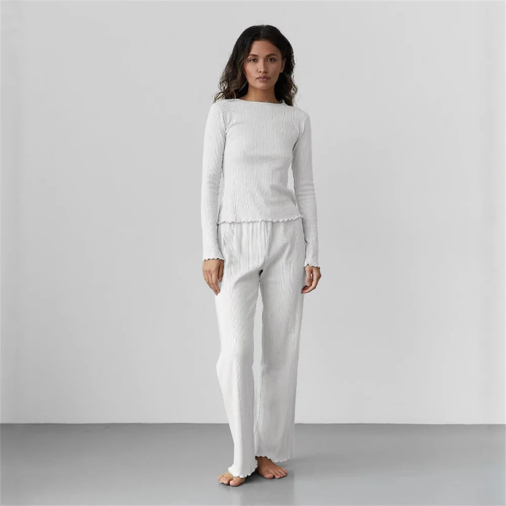 

Жаккардовый пижамный комплект с длинными рукавами Love, женский весенний вязаный кардиган, брюки, пижамы, удобная женская домашняя одежда