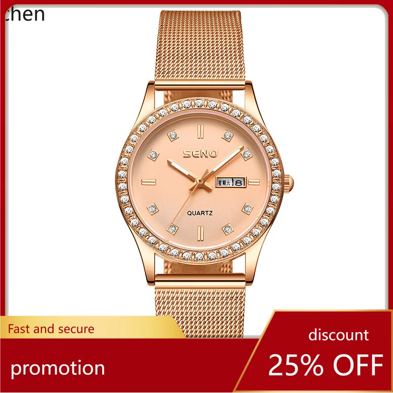 

ZML Women's Watch Waterproof Luminous Dual Calendar Quartz Steel Band