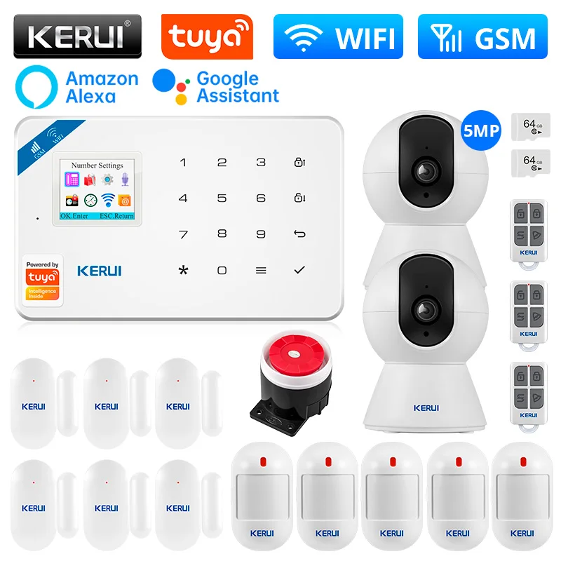 

KERUI Security Protection W181 WIFI GSM Home Tuya Smart Alarm System Wireless Door Sensor PIR Motion Detector Burglar Alarm Kit