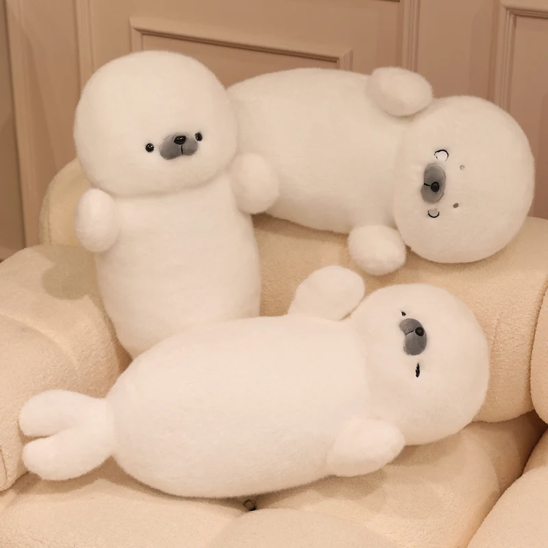 White seal plush pillow additional detail