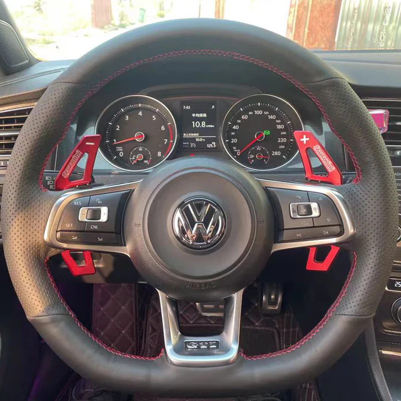 

100%Fit For Volkswagen VW Golf 7 R MK7 GTI VW Polo GTI Scirocco 2015 2016 Hand-stitched Genuine Leather car steering wheel cover