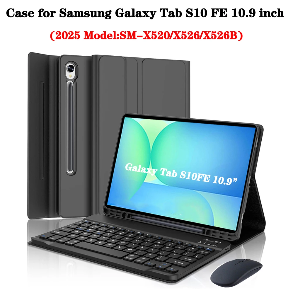 samsung-galaxy-tab-s10-fe-109インチ用ケース、samsung-galaxy-tab-s10-fe-109インチ-2025-sm-x520-x526-x526b用キーボードカバー