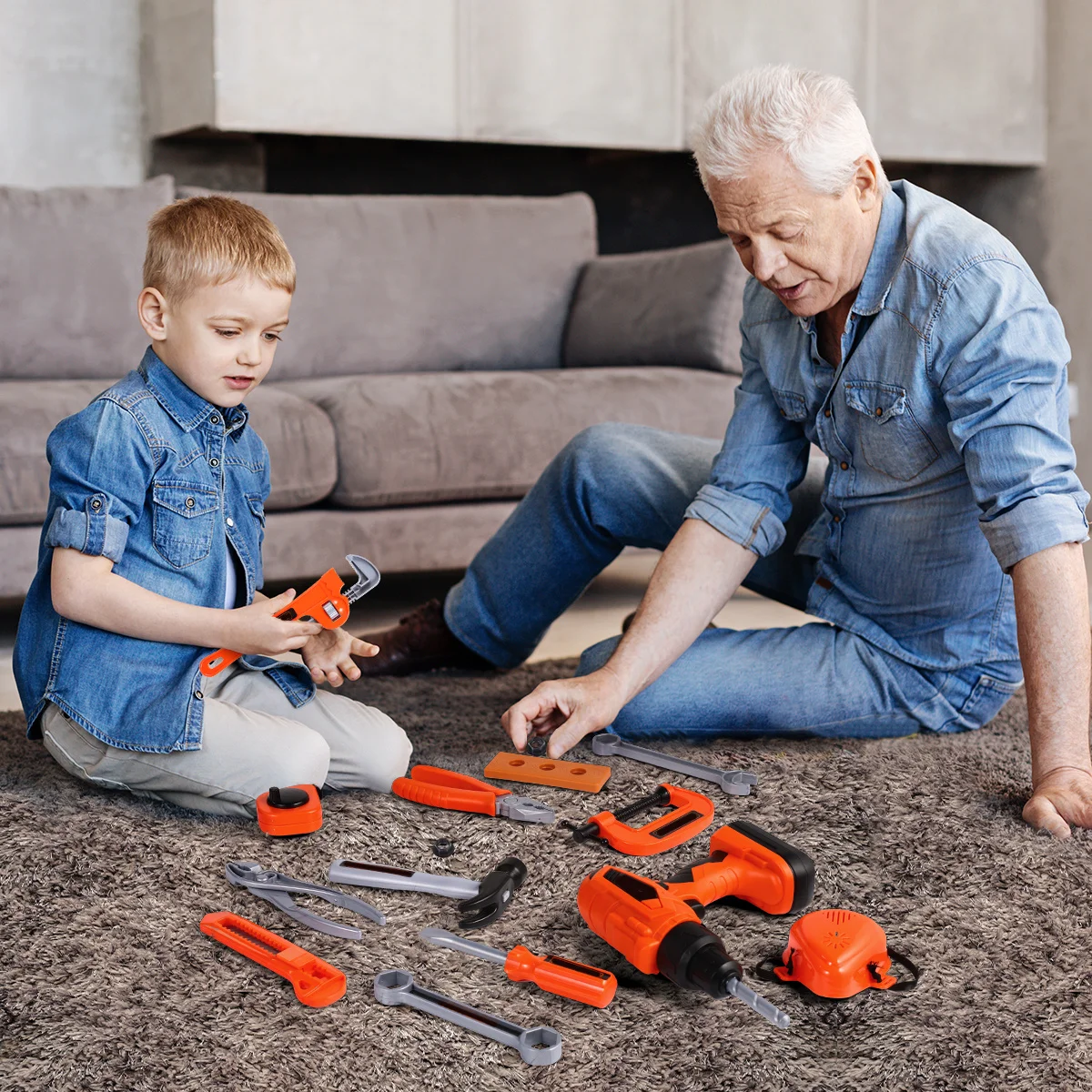 45-teiliges Kinder-Werkzeugset, Rollenspiel-Reparatur-Set, pädagogisches Lernen, Rollenspiel für Kinder, Jungen, Entwicklung der Hand-Auge-Koordination