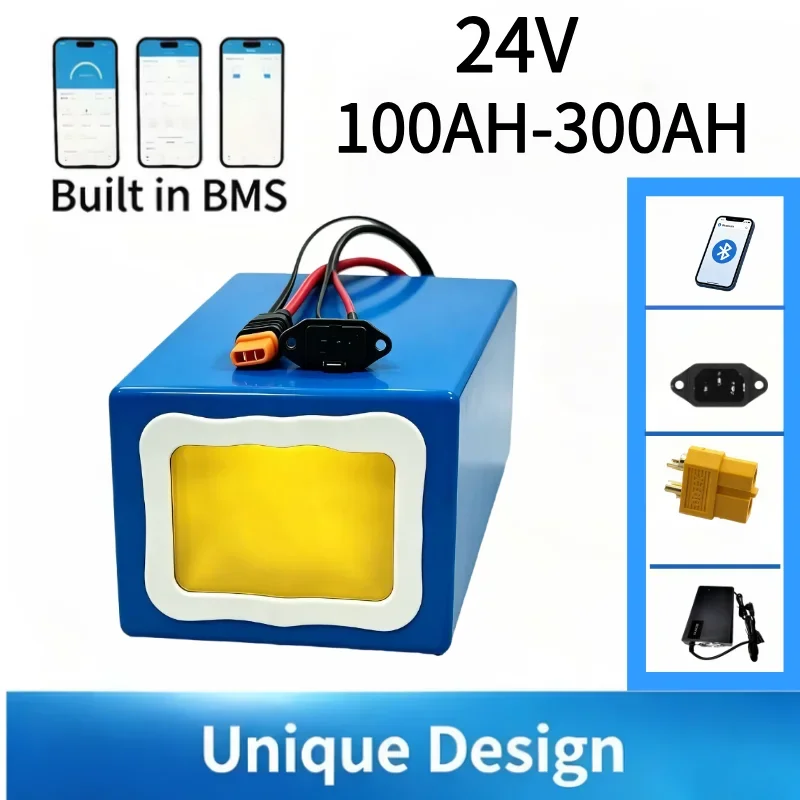 24V 100-300Ah LiFePO4 Lithium Iron Phosphate Battery Built-in BMS Deep Cycle For RV Boat Solar UPS Trolling Motor Off-Grid