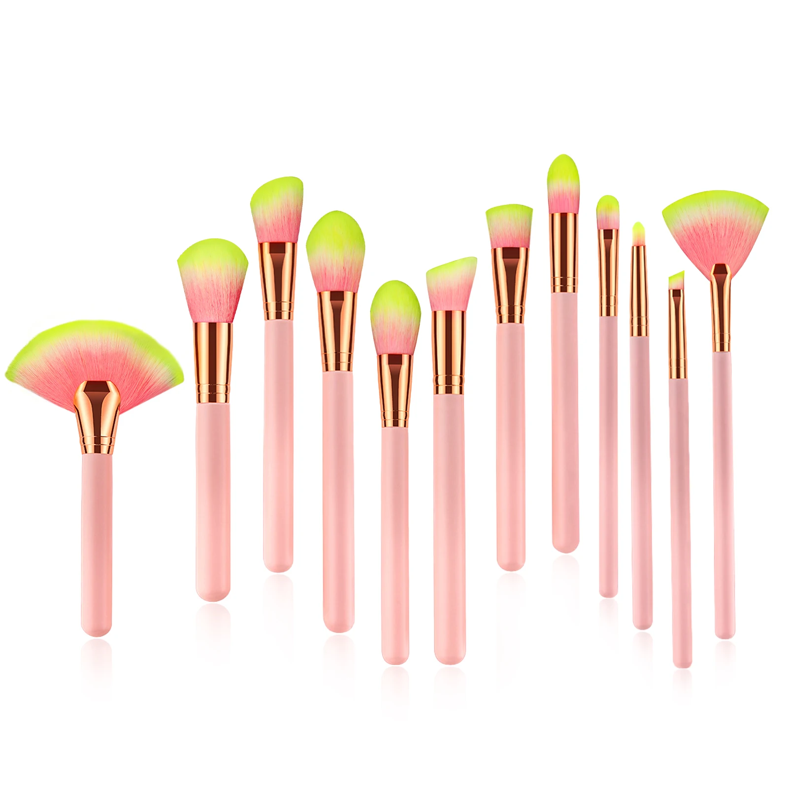 12-Piece Makeup Brush Kit: Face, Blush, Lip, Concealer, Contour, Leather Case, Cruelty-Free