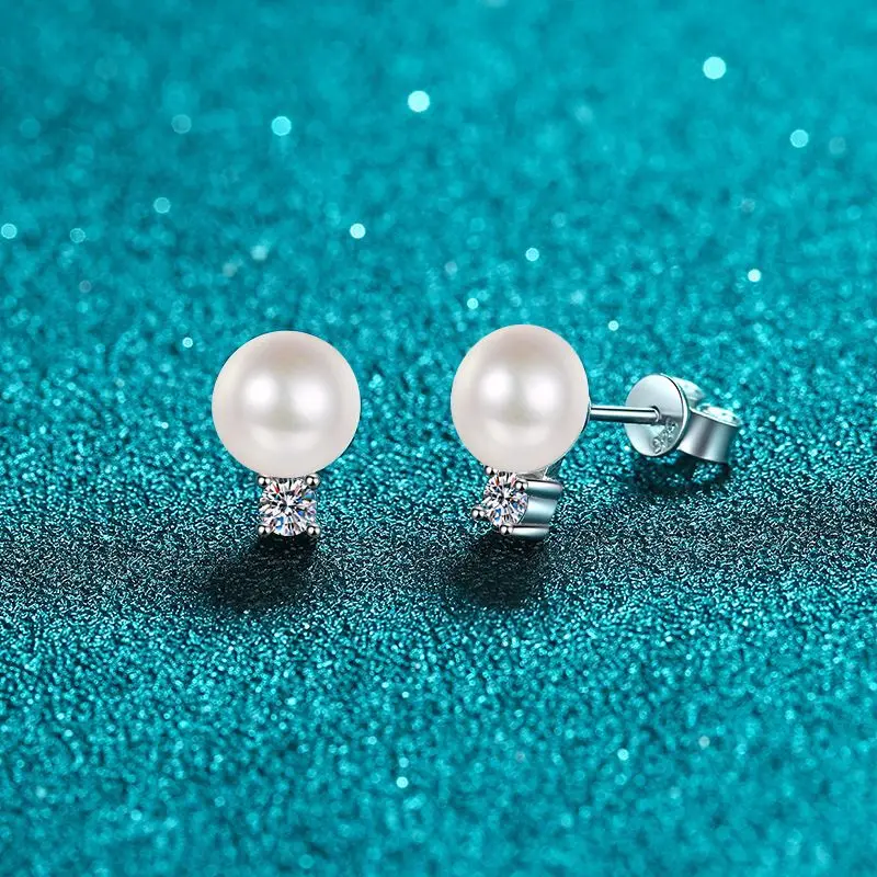PT950 platinum earrings female net red the same source direct supply flawless freshwater pearl moissanite earrings girls light l