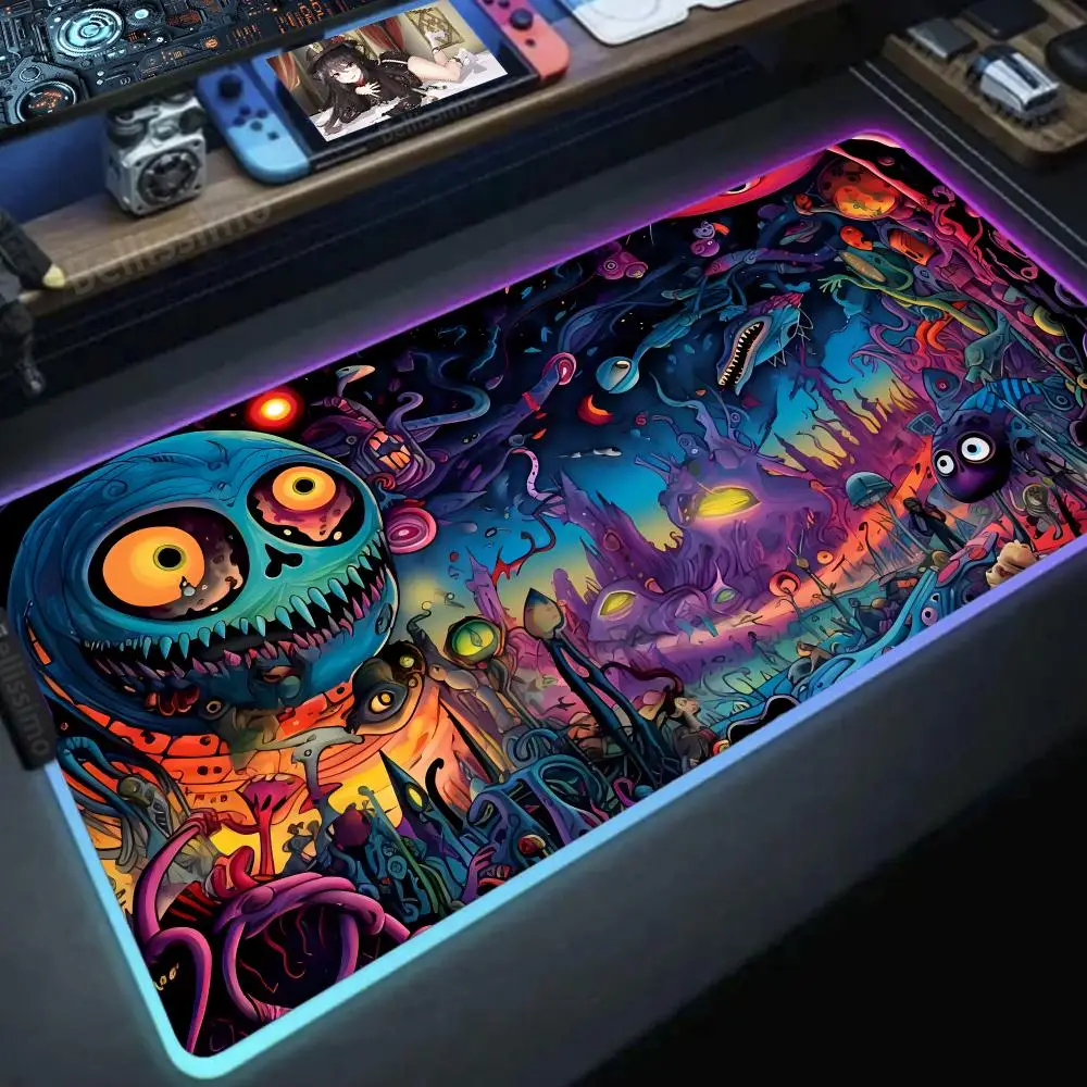 Strange eyes Desk Cartoon Large Game Popular MousePad Mechanical Gamer Keyboard Kawaii RGB Gaming XXL Gamer Glowing Led Computer