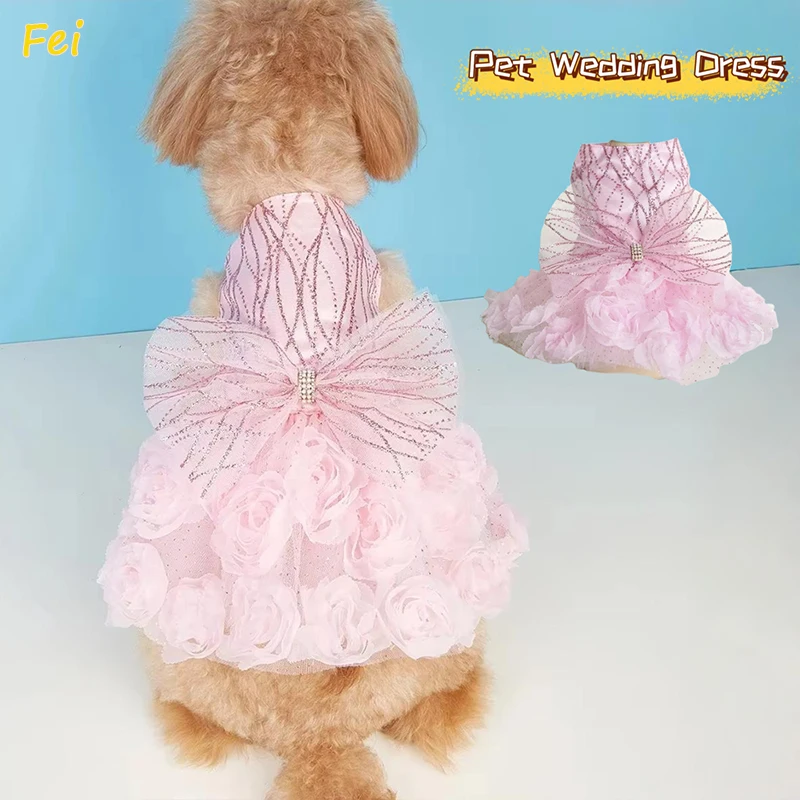 

Luxury Summer Princess Dog Dress for Chihuahua/Poodle Tutu Wedding Party Skirt - Pet Dog Clothes Fashion Puppy Dress