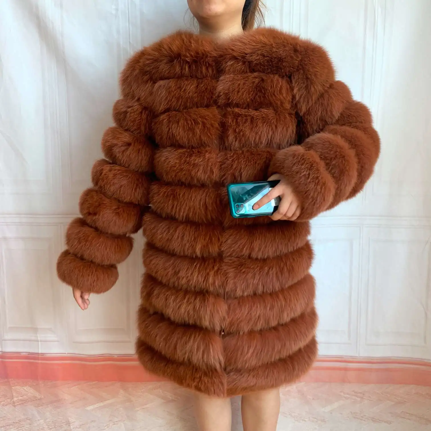 NEW 4in1 Real Fox Fur Long Coat Winter Coat for Women Jackets Vest Winter Outerwear Women Fox Fur Coat High Quality Fur Clothes
