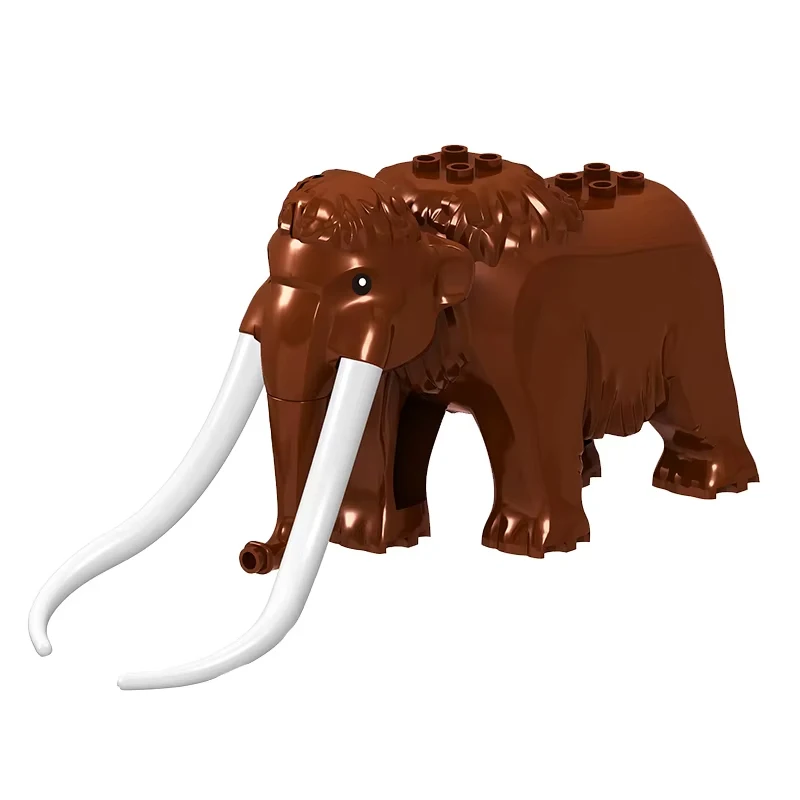 MOC Tier-Bausteine Wald-Zoo Säbelzahntiger Bär Elch Elefant Adler Hai Affe Löwe Mini-Bausteine Spielzeug Kindergeschenk S09