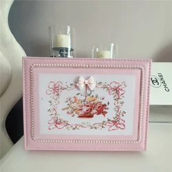 Leather Jewelry Box Home Elegant Pink Rose Decoration Cosmetics Storage Box Desktop Dust-proof Storager Organizer Girl Gift