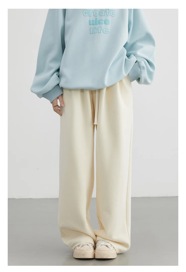 CHIC VEN Women's Pant Streetwear Solid Loose New Drawstring Sports Casual Trousers High Waisted Pants Autumn Winter 2025