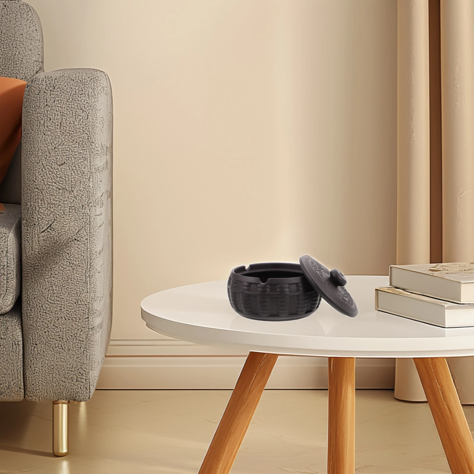 

Car Ashtray with Lid Ashtrays for Garden Dark Brown Camping Travel Holder