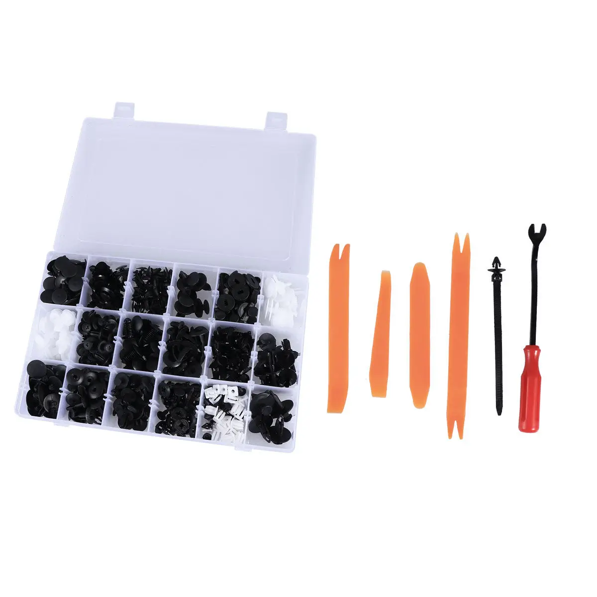 435Pcs Car Push Clips Automotive Fastener Kit Body Trim Clips Retainer Bumper Rivets Panel Repair Fixing Set Black