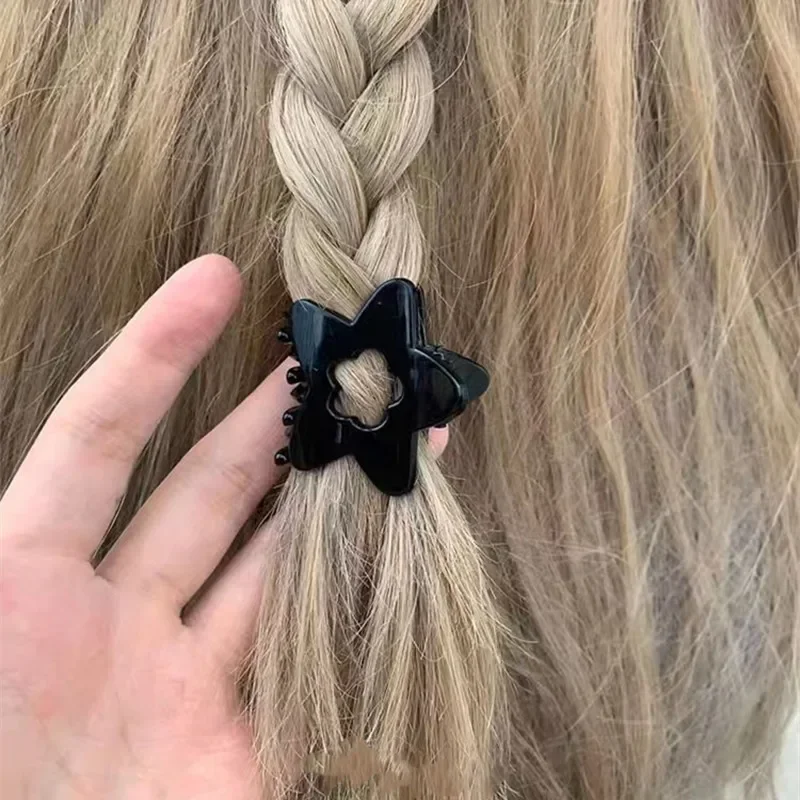 Korean New Hollow Black Star Flower Hair Claw Clips Children Charm Y2k Hairpin for Girl Hair Accessories for Women Headwear