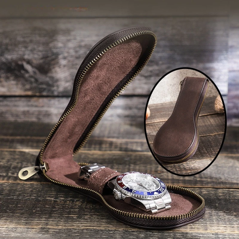 

Premium Retro Leather Single Watch Bag-dustproof and Scratch-resistant Storage Bag with Soft Lining Mechanical Watch